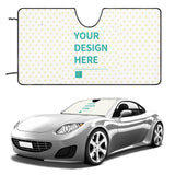 Custom Windshield Sun Shade with "YOUR DESIGN HERE" text and heart pattern, UV protection, by MyArtsyGift