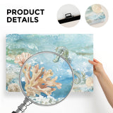 Under Sea Life II Seahorse and Coral Canvas Print Details, USA Made. Features watercolor seahorse, coral and ocean.