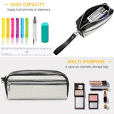 Lychee leather cosmetic bag, a personalized pencil case, makeup pouch for women and girls, high capacity, multi-purpose.