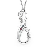 Personalized Silver Infinity Necklace with Names Daniel and Sandra, Anniversary Gift