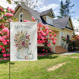 Double-sided Welcome garden flag with floral and pumpkin design, USA made for yard decor