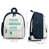 Customizable kids backpack with YOUR DESIGN HERE text, polyester material, perfect for school.