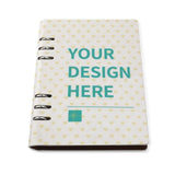 Customizable loose-leaf notebook with heart pattern, perfect for note-taking, school, or office. Features 'YOUR DESIGN HERE'.