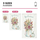 Double-sided garden flag, Welcome with floral and pumpkin design. Available in three sizes.