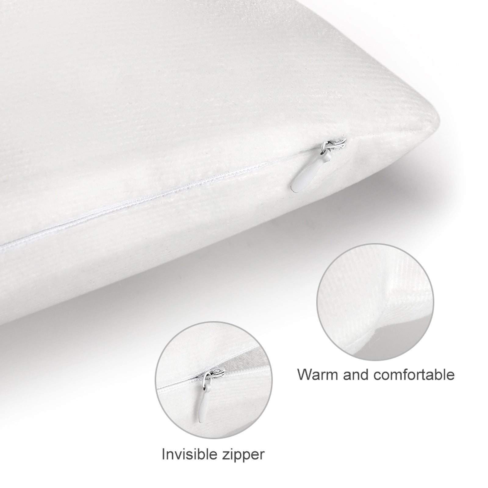 White plush throw pillow cover with hidden zipper, MyArtsyGift, sofa or bed decor. Soft and comfortable.