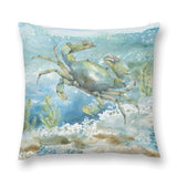 Luxury Soft Fluffy Decorative Crab Pillow Cover, watercolor design on short plush fabric, home decor