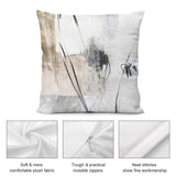 Soft, fluffy abstract art pillow cover with invisible zipper. Neutral tones, perfect for sofa and living room. MyArtsyGift.