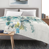 Eucalyptus IV flannel blanket with watercolor design, soft and cozy home decor, USA made