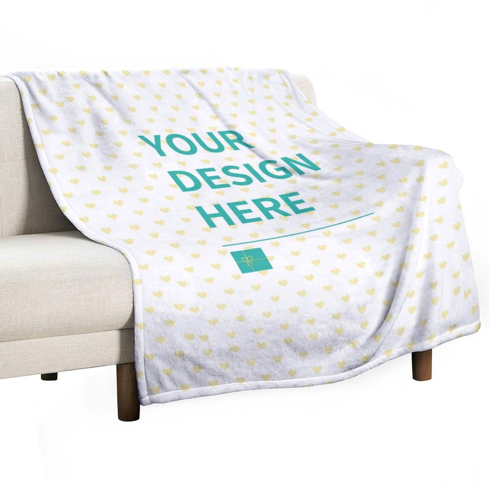 Custom fleece blanket, soft and cozy, personalized design, heart pattern, bed, sofa, couch, or travel.