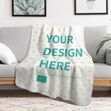 Customizable lamb wool fleece blanket with heart pattern, personalized design on white fabric, perfect gift, MyArtsyGift