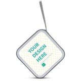 Customizable plastic CD/DVD holder with 'YOUR DESIGN HERE' for car, home, and office use; portable wallet case.