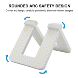 Personalized PVC balance bike parking rack with heart pattern, rounded safety corners, and sturdy design