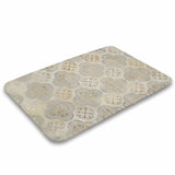 Non-slip bath rug with gold floral pattern, for bathroom, kitchen, or bedroom decor