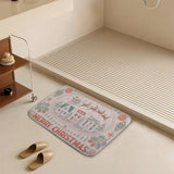 Coral velvet Merry Christmas bath rug, non-slip, for bathroom, kitchen, or bedroom