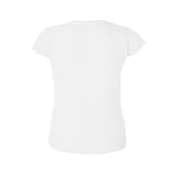 Women's white short sleeve crewneck t-shirt, MyArtsyGift. Casual wear basic.