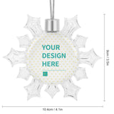 Personalized snowflake Christmas ornament, transparent plastic, custom design