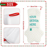Customizable Christmas stocking in a dog paw shape. Personalized design on white polyester fabric.