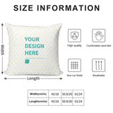 Personalized throw pillow size guide. Heart pattern, high quality, breathable, and customizable for the living room.