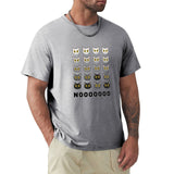 MyArtsyGift Men's gray short sleeve t-shirt with cat face pattern and NOOOOOOOO text