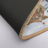 Personalized flannel floor mat with deer winter scene, non-slip washable door mat