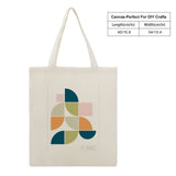 Canvas tote bag with Mid Century Geo II design in cotton, ideal for shopping and DIY crafts.