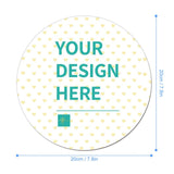 Customizable round mouse pad, white with heart pattern, "Your Design Here", 20cm, perfect for office or gaming.