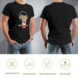 Men's black crew neck t-shirt with colorful frog graphic, breathable, perfect for casual wear