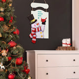 Personalized Christmas Snowman Wooden Hanging Sign, Customizable Holiday Decor for Front Door