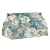 PU tissue box cover with floral design, rectangular holder for bathroom, kitchen, or office
