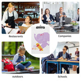 Acrylic clipboard with elephant design and BE UNIQUE quote, ideal for students, office and outdoor use.