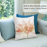 Peach and pink watercolor floral throw pillow cover, short plush fabric, perfect for sofa or couch, soft and skin-friendly.