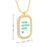 Custom memory necklace with pictures, gold alloy pendant, 'Your Design Here' text, crystal border, perfect gift.