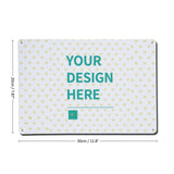 Custom aluminum sign with 'YOUR DESIGN HERE' message and heart pattern, perfect for home or office, personalized gift.