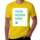 Customizable yellow short sleeve t-shirt for men with 'YOUR DESIGN HERE' design, MyArtsyGift