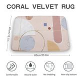Coral Velvet Bath Rug - Abstract Geometric Design, Non-slip, Absorbent, 60x40cm