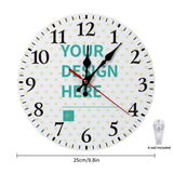 Personalized wooden wall clock with custom design; perfect for home or kitchen decor, Made in USA.