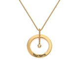 Gold Personalized Circle Necklace for Women with Diamond and Custom Text 'Your Name'
