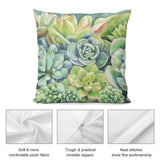 Succulent throw pillow cover with soft plush fabric, invisible zipper and neat stitches for sofa, couch, or living room.