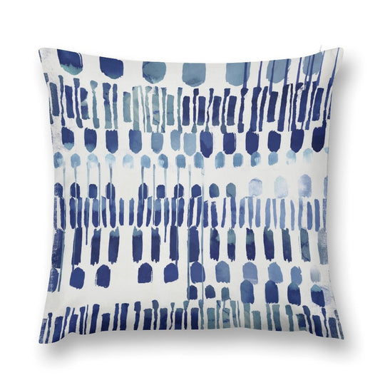 Blue patterned pillow cover for sofa, couch, or living room; soft plush material; MyArtsyGift