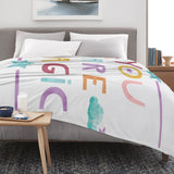 Unicorn Magic flannel blanket with YOU ARE MAGIC text, baby and kids gift