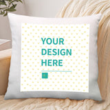 Customizable cotton linen throw pillow case with "YOUR DESIGN HERE" text, personalized gift