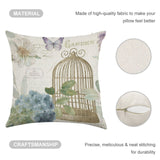 Linen pillowcase with birdcage floral design, linen fabric, high quality, for living room
