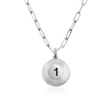 Silver personalized name necklace with number '1' pendant for women and men