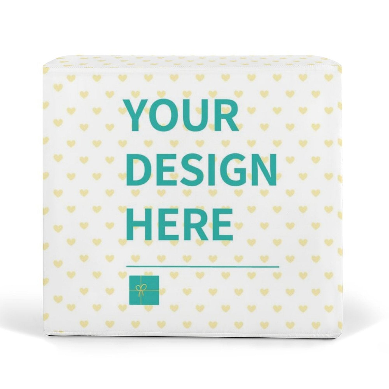 Personalized outdoor furniture cover with heart pattern and 'YOUR DESIGN HERE'. Waterproof Oxford cloth, customizable design.