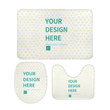 Personalized bathroom rug set with 'YOUR DESIGN HERE' design in white and yellow, coral fleece material