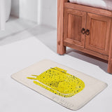 Yellow cat design coral velvet bath rug, non-slip bathroom carpet from MyArtsyGift