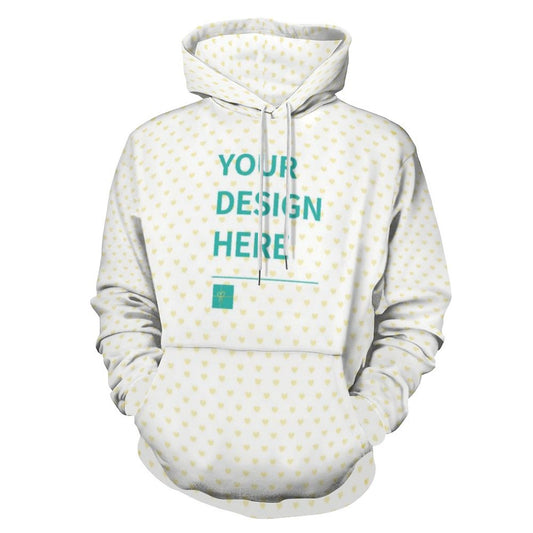 Customizable men's hoodie with heart pattern. Design your own sweatshirt at MyArtsyGift.