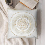 Luxury plush pillow cover with gold celestial design for sofa or couch. Soft, fluffy, and perfect for living room decor.