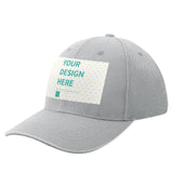 Customizable gray baseball cap with YOUR DESIGN HERE design, perfect for men and women
