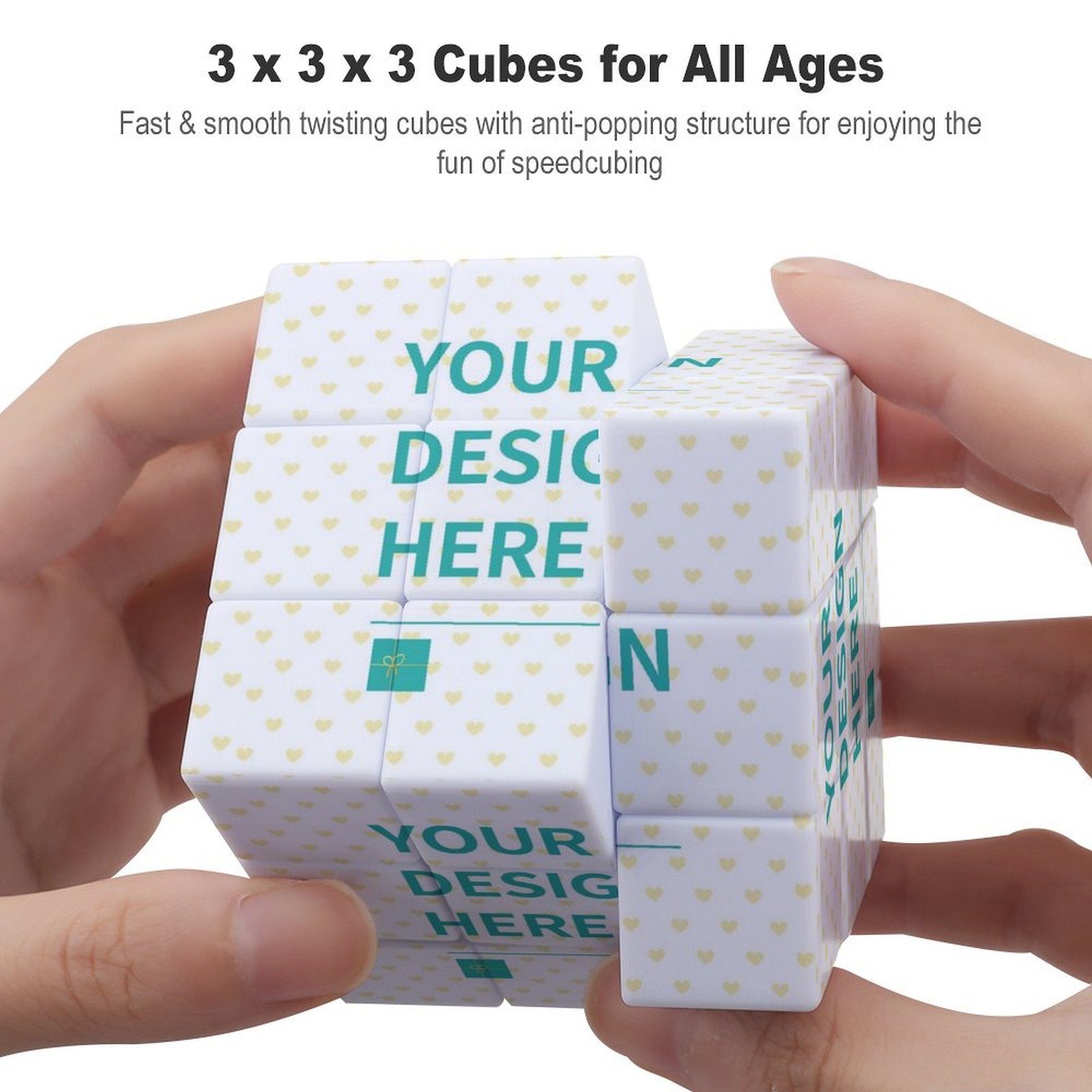 Personalized Photo Puzzle Cube with YOUR DESIGN HERE text, customizable 3D cube gift